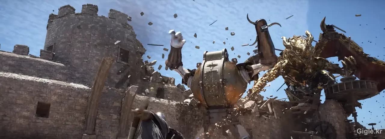 붉은사막 보스전 전투 장면