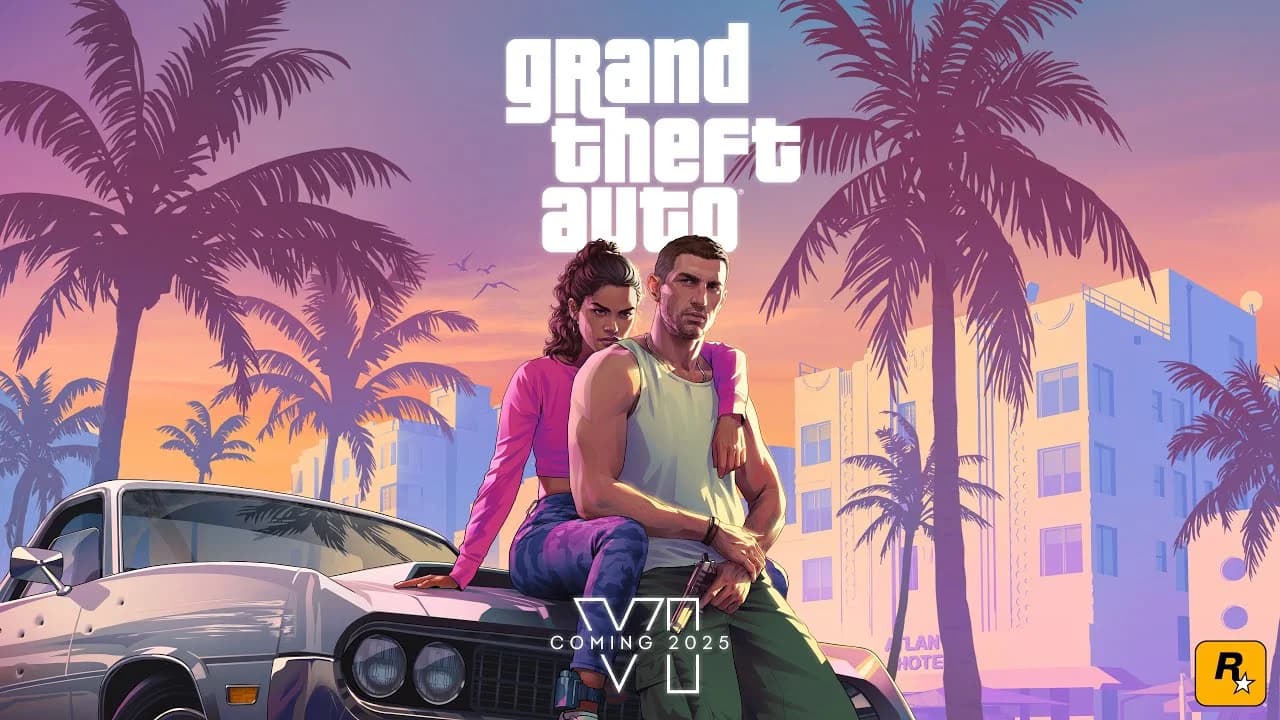 GTA6 트레일러 1 키 비주얼, 비스듬히 서 있는 두 주인공