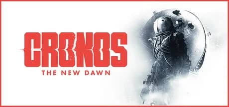 Cronos: The New Dawn 공식 헤더, 우주복을 입은 인물이 안개 속에서 무기를 든 흑백 컷