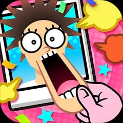 Pictonico! 공식 앱 아이콘, 핸드폰 화면에서 놀란 표정의 캐릭터가 밖으로 튀어나오는 디자인