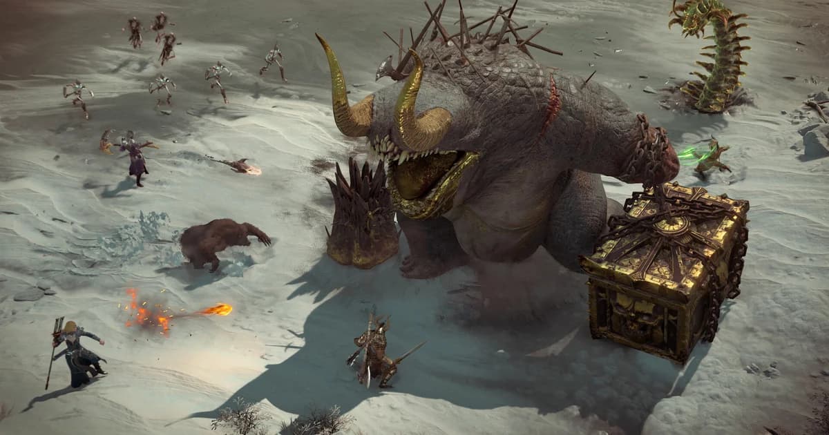 디아블로 4 PvE 다수 영웅 거대 보스 전투