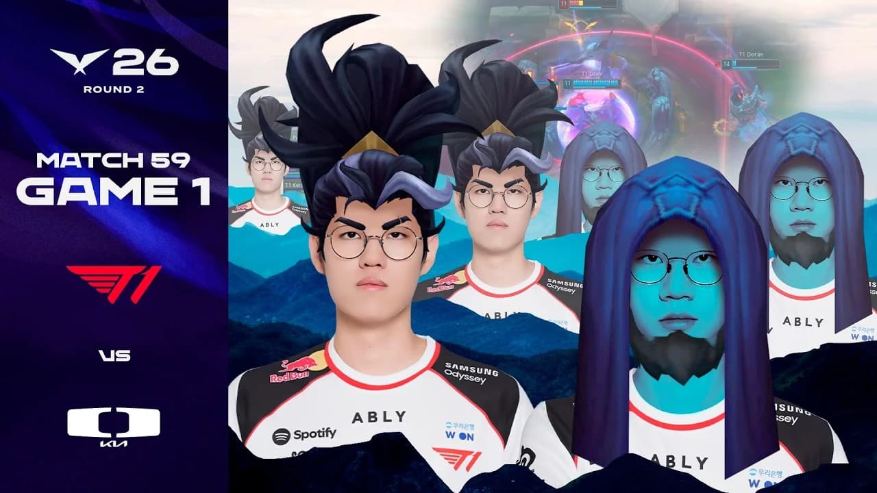 T1과 디플러스 기아 매치 59 게임 1 라인업